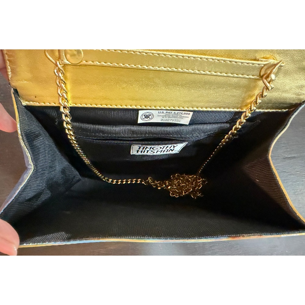 Vintage Y2K Timothy Hitsman Vintage Iridescent Striped Clutch Bag w/GChain Strap - Picture 3 of 5